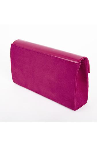 Poșetă Elegantă Roz Închis Din Piele Întoarsă Cu Capac Lăcuit