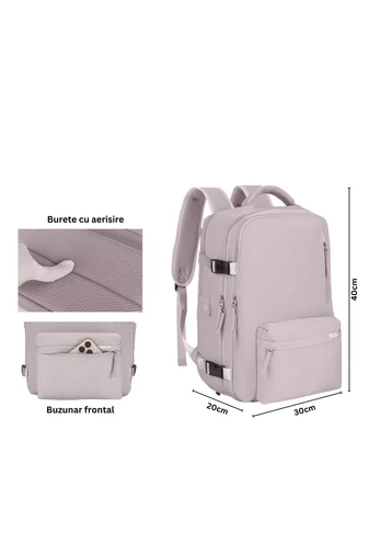 Rucsac Stil Valiză Albastru Deschis Dimensiune Wizz-air( 40X30x20) Multifuncțional 