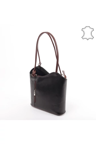 Besty Poșetă Și Rucsac Negru Maro Din Piele Naturală
