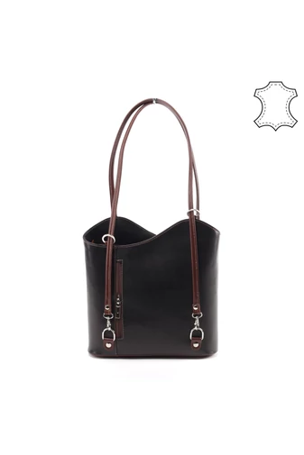 Besty Poșetă Și Rucsac Negru Maro Din Piele Naturală