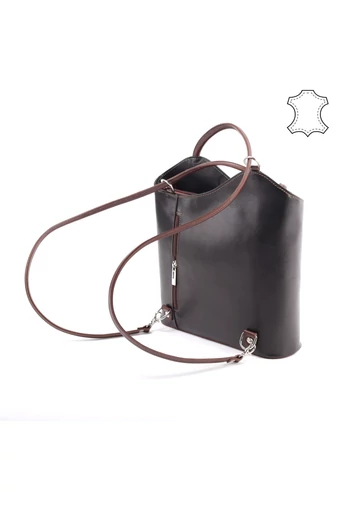Besty Poșetă Și Rucsac Negru Maro Din Piele Naturală