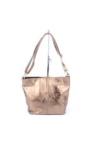 Besty Poșetă Piele Naturală Lucioasă Rosegold