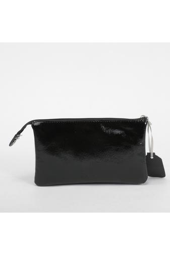 Lewitzky Portofel Cu Pietre Swarovski Negru Cu Sclipici Din Piele Naturală