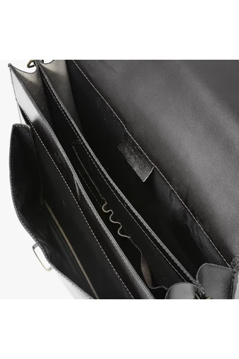 Besty Servietă Unisex Negru Din Piele Naturală