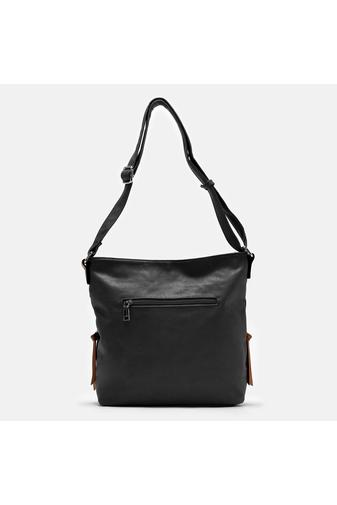 Geantă Crossbody Imitație Piele Neagră Stil Minimalist de Damă