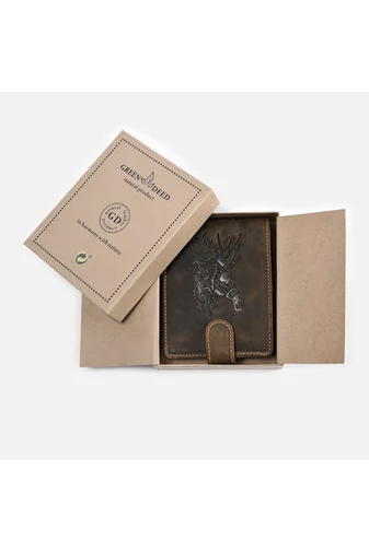 Baaron Portofel Din Piele Naturală, Gravat Cu Model Câine Dimensiuni 12*9,5*3 cm 