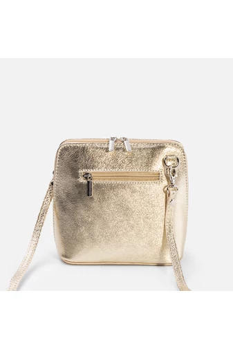  Vera Pelle Geantă Crossbody Mini Aurie Din Piele Naturală