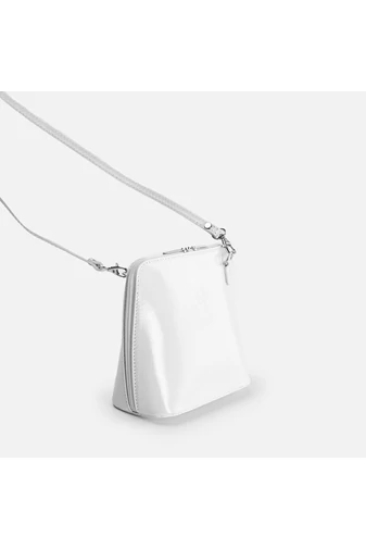 Vera Pelle Geantă Crossbody Minni Albă  Din Piele Naturală
