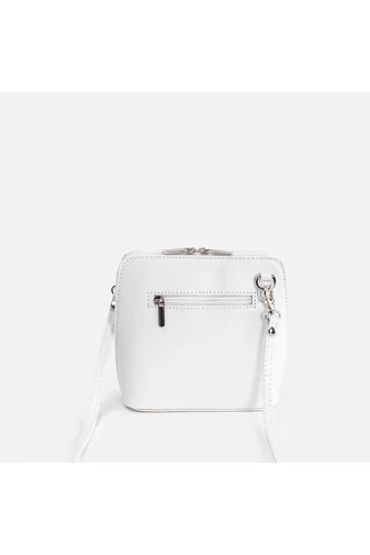 Vera Pelle Geantă Crossbody Minni Albă  Din Piele Naturală
