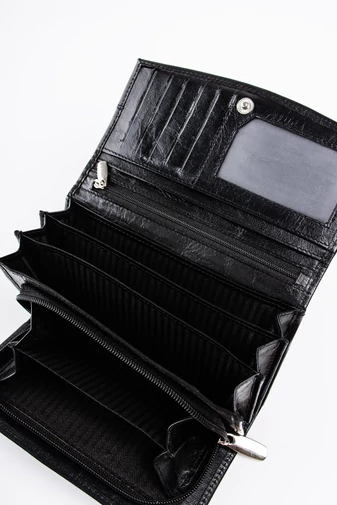 Bellugio Portofel Negru Din Piele Naturală Dimensiune Mare