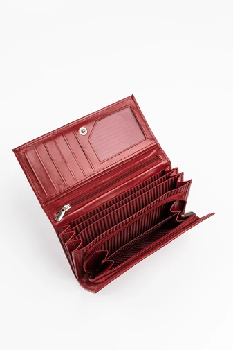 Bellugio Portofel Damă Bordo Din Piele Naturală 18*9*3,5 cm