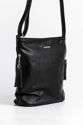 Monica&Co Geantă Crossbody Piele Ecologică Neagră cu Ciucuri pentru Femei