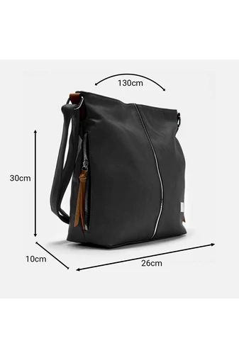 Geantă Crossbody Imitație Piele Neagră Stil Minimalist de Damă