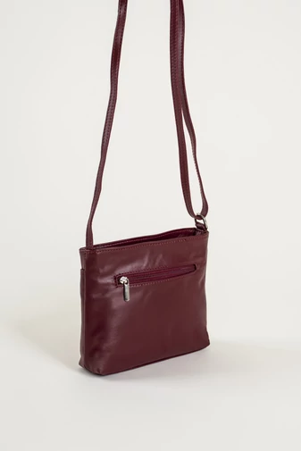 Geantă Crossbody De Damă Vișinie Din Piele Naturală