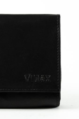 Vimax Portofel Și Suport Carduri Femei Negru Piele Naturală