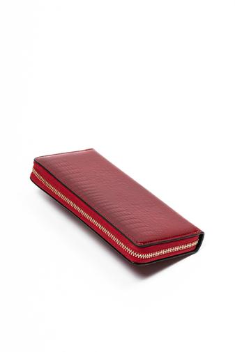 Fuerdanni Portofel Damă Roșu Din Piele Ecologică Lăcuită Cu Design Croco