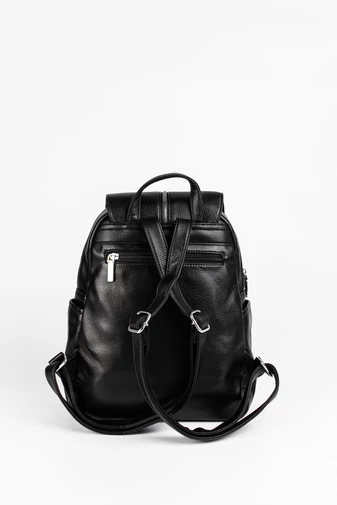 Silvia Rosa Rucsac Damă Negru Din Piele Ecologică Accesorizat Cu Fermoar