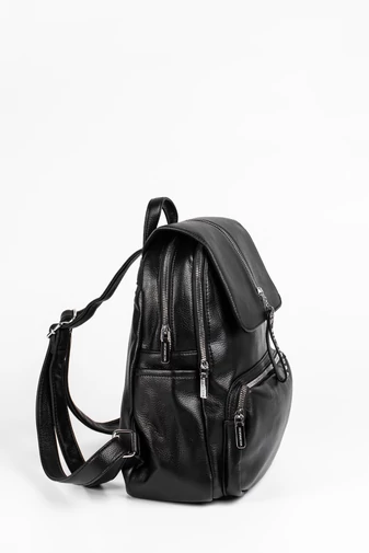 Silvia Rosa Rucsac Damă Negru Din Piele Ecologică Accesorizat Cu Fermoar