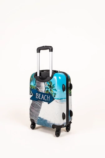 ORMI Valiză Albă Model Plajă Dimensiune Cabină Wizzair Ryanair (53*36*20cm)