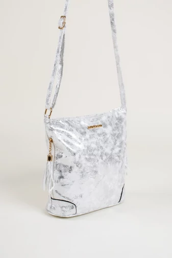 Monica&Co Geanta Crossbody Argintie Din Piele Ecologica