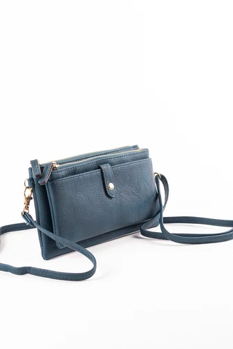 JGL Geantă Crossbody Imitație Piele Verde Turcoaz Cu Compartiment Dublu de Damă