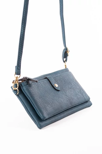 JGL Geantă Crossbody Imitație Piele Verde Turcoaz Cu Compartiment Dublu de Damă