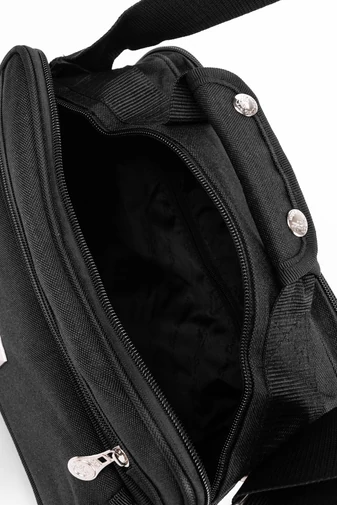 Geantă Crossbody Din Pânză Neagră Pentru Bărbați Cu Multiple Buzunare