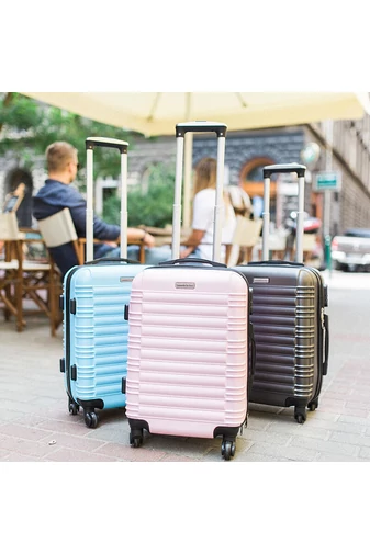 Leonardo Da Vinci Valiză Cabină Dimensiune Wizzair Roz Cu Pereți Tari(40*30*20cm)