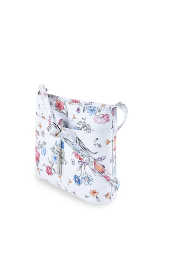 Geantă Damă  Accesorizată Cu Flori Mici Din Piele Naturală 