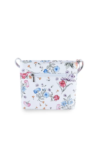 Geantă Damă  Accesorizată Cu Flori Mici Din Piele Naturală 