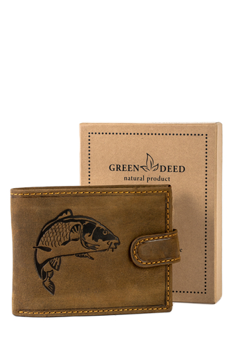 Green Deed GREEN DEED Portofel Bărbați Model Pește Gravat Din Piele Naturală 