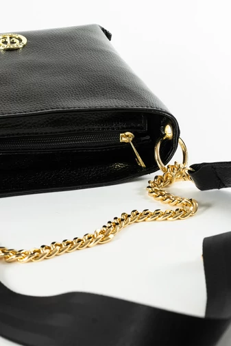 Prestige Geantă Crossbody/Mână Neagră Din Piele Ecologică