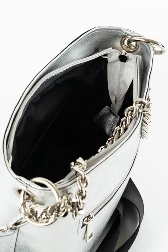 Prestige Geantă Crossbody/Mână Argintie Din Piele Ecologică