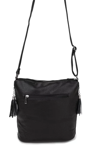 Monica &amp;Co Geantă Crossbody Neagră Cu Ciucuri
