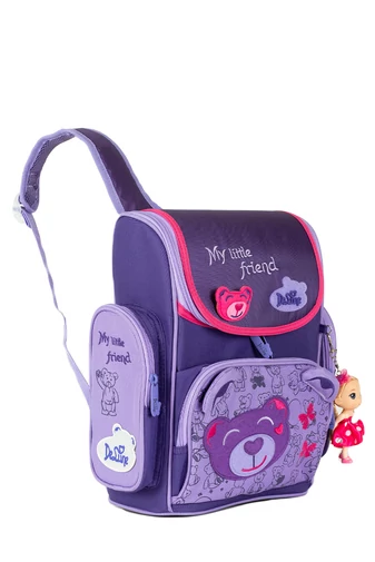 Delune Rucsac Mov cu model Ursuleț de dimensiunile 37x34x15cm 