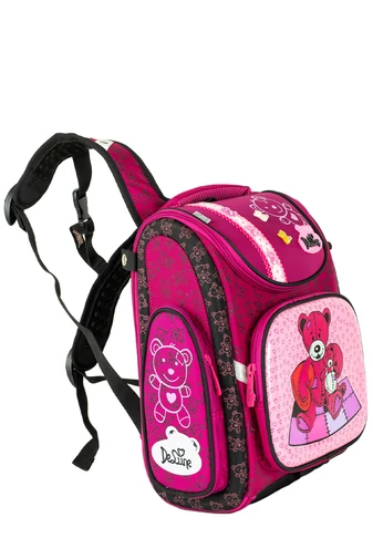 Delune Rucsac Roz Închis cu model Ursuleț de dimensiunile 37x34x15cm 