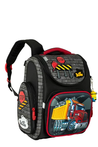 Delune Rucsac Negru cu model Mașinuțe de dimensiunile 37x34x15cm 