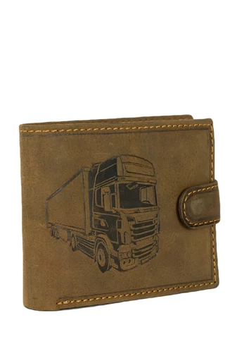 Green Deed GREEN DEED Portofel Bărbați Maro Model Camion Gravat Din Piele Naturală 