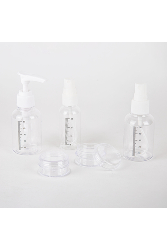 Set 5 Recipiente Cosmetice Pentru Călătorie Cu Avionul Din Plastic Transparent