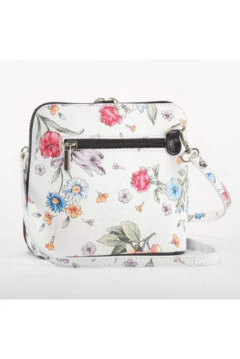 Vivien Geantă Crossbody Negru Dimensiune Mică Din Piele Naturală Cu Motive Florale
