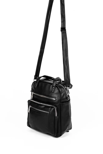 Rucsac Și Geantă Crossbody Negru Din Piele Artficială