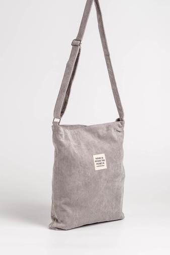 Geantă De Umăr Gri Din Catifea Stil Minimalist