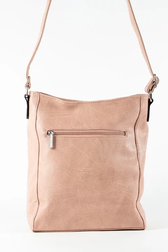 Geantă Crossbody Imitație Piele Roz Cu Cusătură Decor