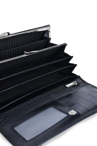 BELUGGIO Portofel Dama  Negru Din Piele Naturală De Dimensiune Mare 