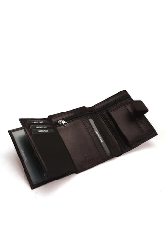 Portofel Bărbați Negru Din Piele Naturală Cu Etichetă RFID