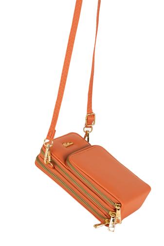 ESLEE Geantă Crossbody Portocaliu Mini CuTrei Compartimente Din Imitație Piele
