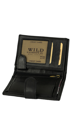 WILD Portofel Negru Pentru Bărbați Stil Carte Din Piele Naturală Cu Etichetă RFID De Securitate