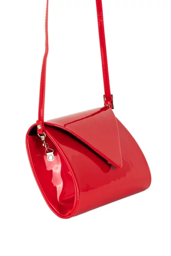 Prestige Geantă Elegantă de Umăr Roșie Lăcuită Dimensiuni 24cm x 15cm x 5cm
