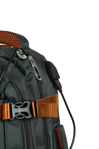 RHINO Ghiozdan  Gri Închis Cu Cablu USB de Dimensiune 50cm x 39cm x 15cm