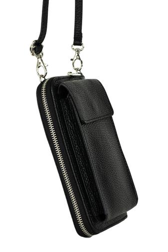 Geantă Crossbody/ Portofel Negru Din Piele Naturală 